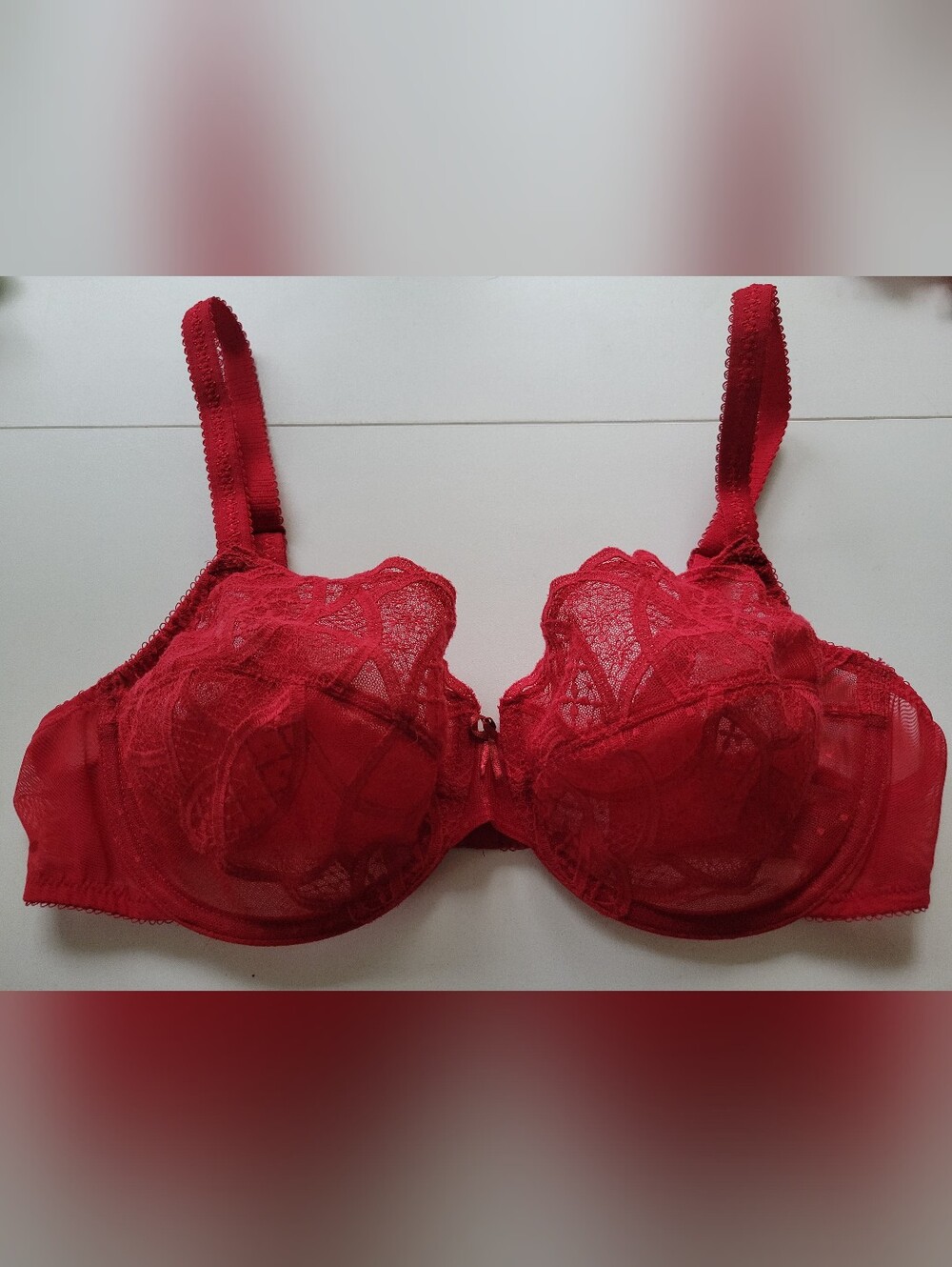Wacoal Scarlet Lace Underwire Bra 850279 Scalloped Sheer Panels 40C